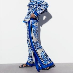 Printed pajama style pants